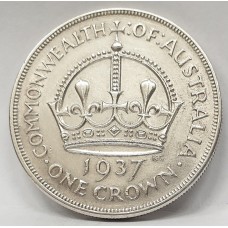 AUSTRALIA 1937 . CROWN . LOTS OF LUSTRE . COUPLE OF SCRATCHES ON OBVERSE